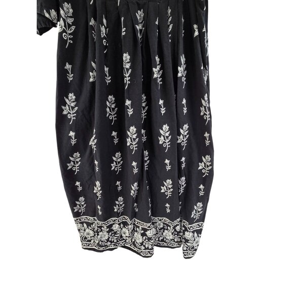 Fundamentals Women's Short Sleeve Pullover Midi Dress Kaften Floral Black Size L - Picture 2 of 8